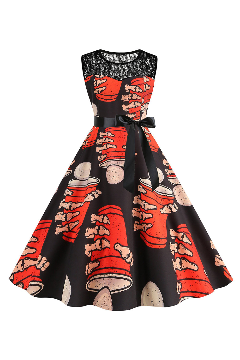 Halloween Calabaza estampada naranja vestido vintage