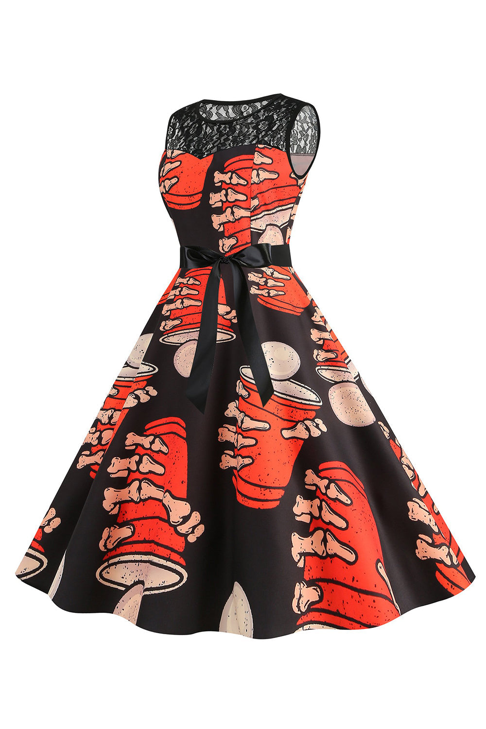 Halloween Calabaza estampada naranja vestido vintage