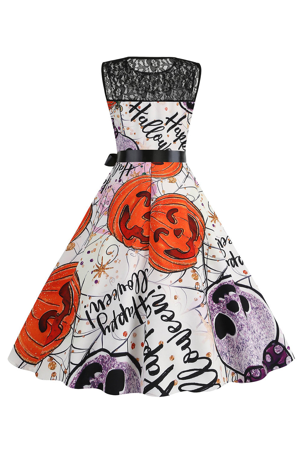 Halloween Calabaza estampada naranja vestido vintage