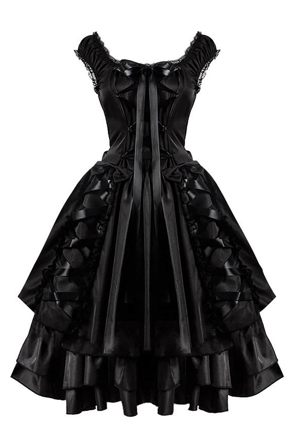 Vestido Vintage Negro de Halloween con Encaje