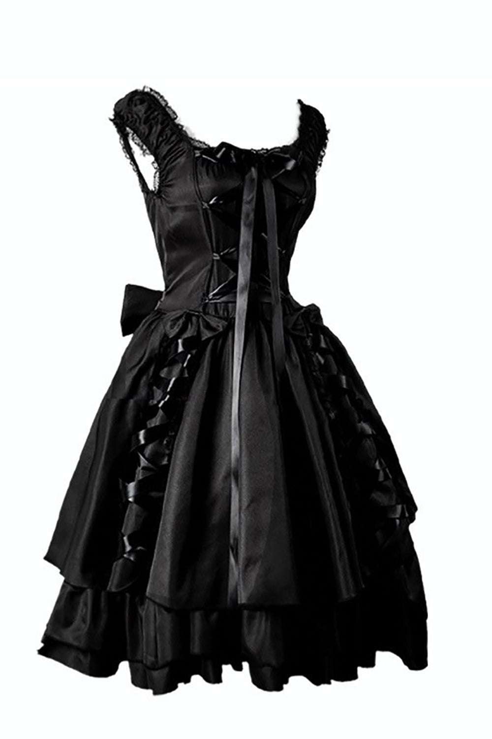 Vestido Vintage Negro de Halloween con Encaje