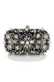 Bolso de mano de fiesta negro brillante con diamantes de imitación