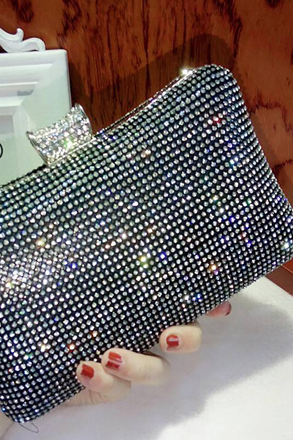 Bolso de noche negro Spakly Rhinestone