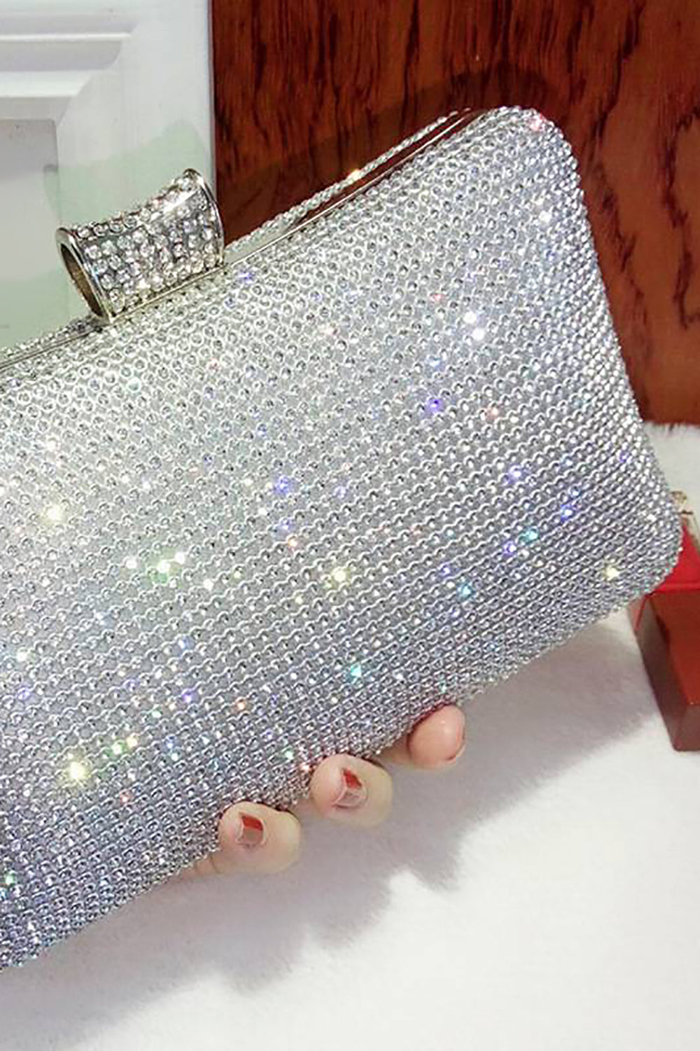 Bolso de noche negro Spakly Rhinestone