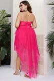 Vestido de fiesta de talla grande fucsia brillante