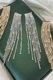Pendientes largos con borla de diamantes de imitación dorados brillantes