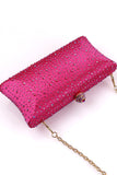 Bolso de fiesta de noche de diamantes de imitación fucsia brillante