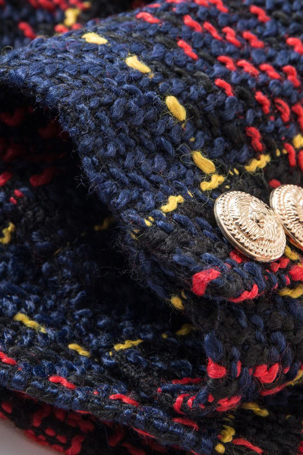 Azul Rojo Slim Retro Solapa A Cuadros Blazer Mujer