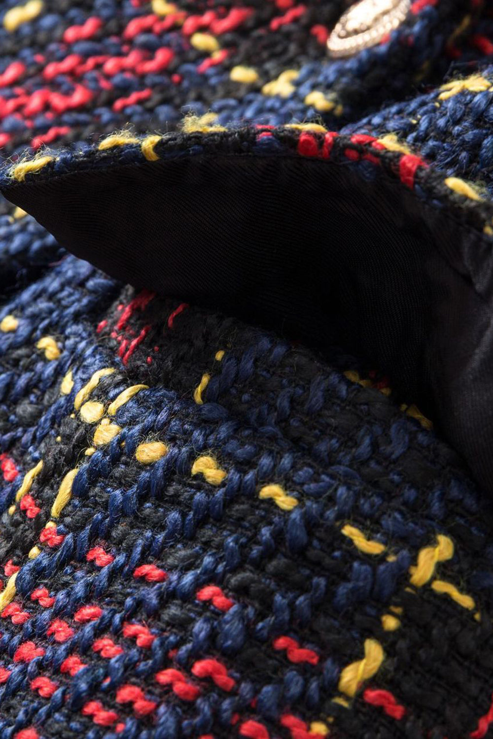 Azul Rojo Slim Retro Solapa A Cuadros Blazer Mujer