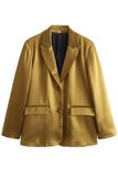 Blazer Dorado Manga Larga Mujer