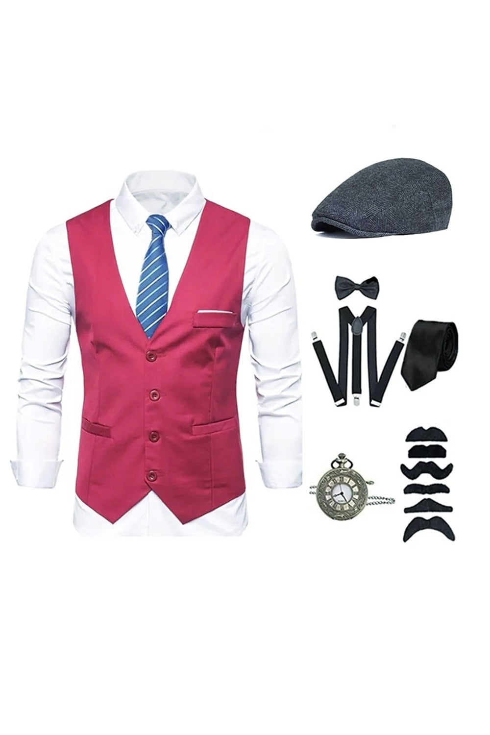 Chaleco negro para hombre con conjunto de accesorios