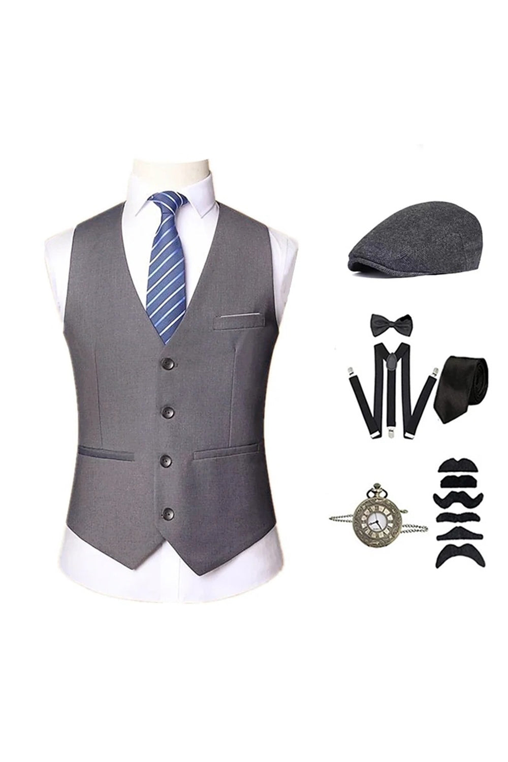 Chaleco negro para hombre con conjunto de accesorios
