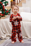 Pijama navideño a juego familiar con cuadros rojos