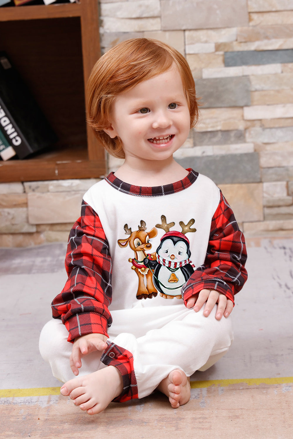 Pijama a cuadros rojos navideños familiares a juego
