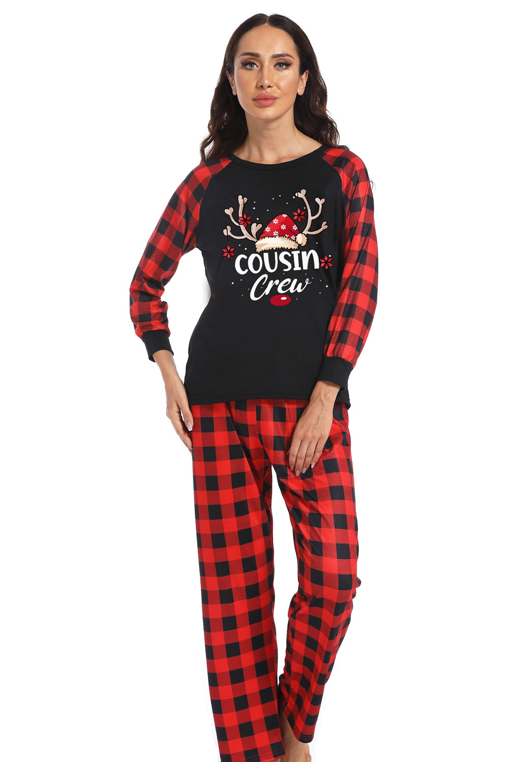 Imprimir Pijama de Navidad Familiar con Cuadros Rojos