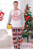 Pijama navideño familiar a juego con estampado gris de manga larga