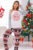 Pijama navideño familiar a juego con estampado gris de manga larga