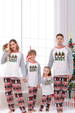 Pijama navideño familiar a juego con estampado gris de manga larga