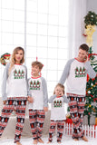 Pijama navideño familiar a juego con estampado gris de manga larga