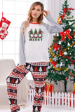 Pijama navideño familiar a juego con estampado gris de manga larga