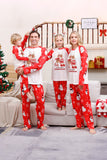 Pijama familiar a juego navideño rojo con estampado de muñeco de nieve