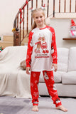 Pijama familiar a juego navideño rojo con estampado de muñeco de nieve