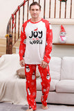Pijama familiar a juego navideño rojo con estampado de muñeco de nieve