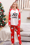 Pijama familiar a juego navideño rojo con estampado de muñeco de nieve