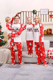Pijama familiar a juego navideño rojo con estampado de muñeco de nieve