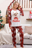 Conjuntos de pijamas familiares con estampado rojo navideño