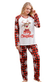 Conjuntos de pijamas familiares con estampado rojo navideño