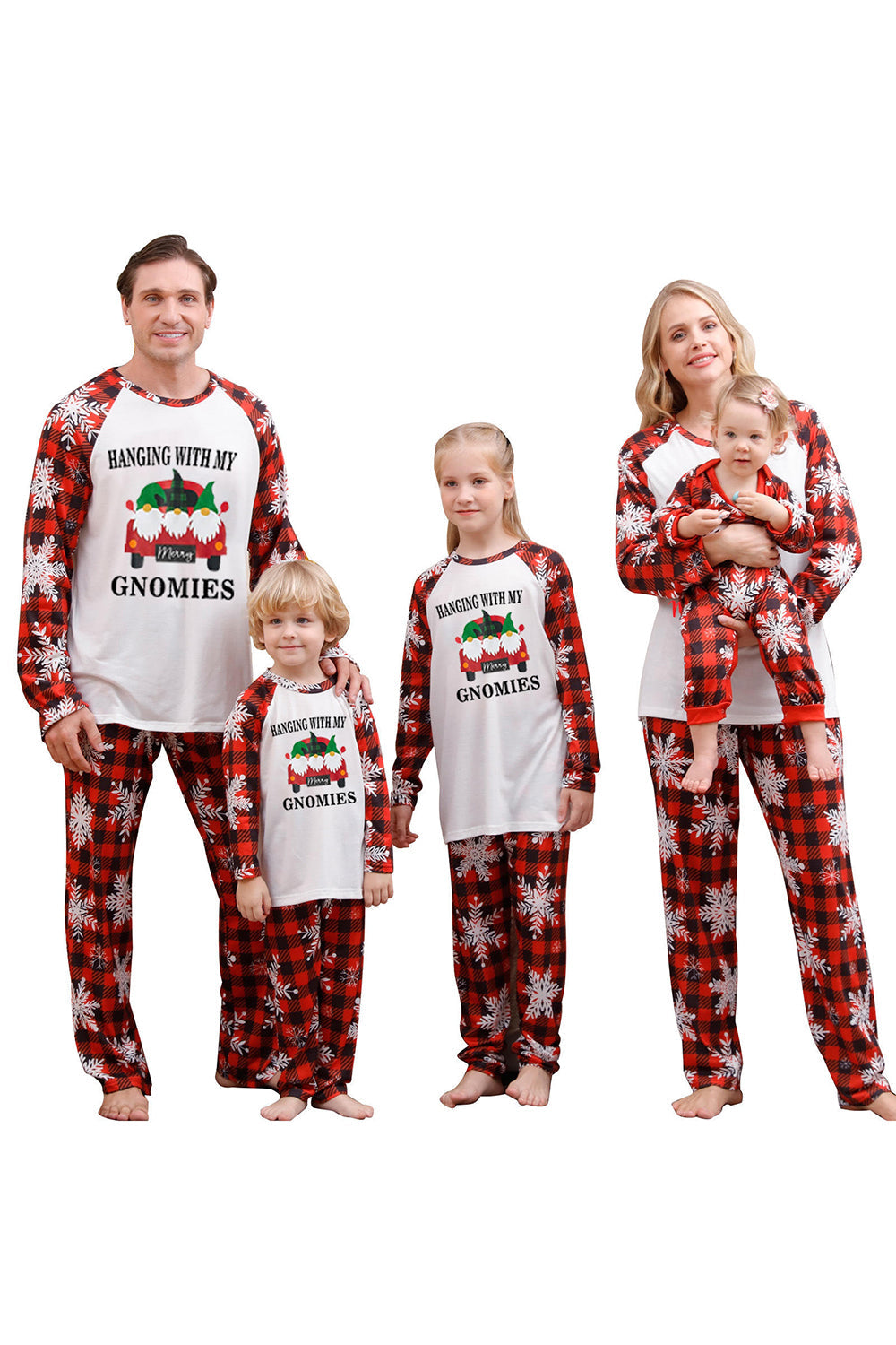 Conjuntos de pijamas familiares con estampado rojo navideño