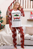 Conjuntos de pijamas familiares con estampado rojo navideño