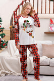 Conjuntos de pijamas familiares con estampado rojo navideño