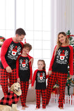 Conjuntos de pijamas con estampado navideño de cuadros rojos con perro