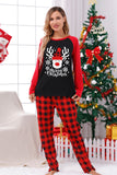 Conjuntos de pijamas con estampado navideño de cuadros rojos con perro