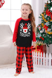 Conjuntos de pijamas con estampado navideño de cuadros rojos con perro