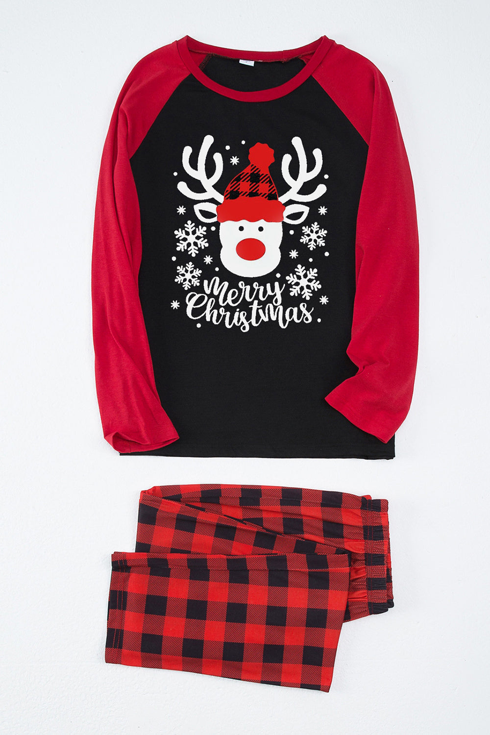Conjuntos de pijamas con estampado navideño de cuadros rojos con perro