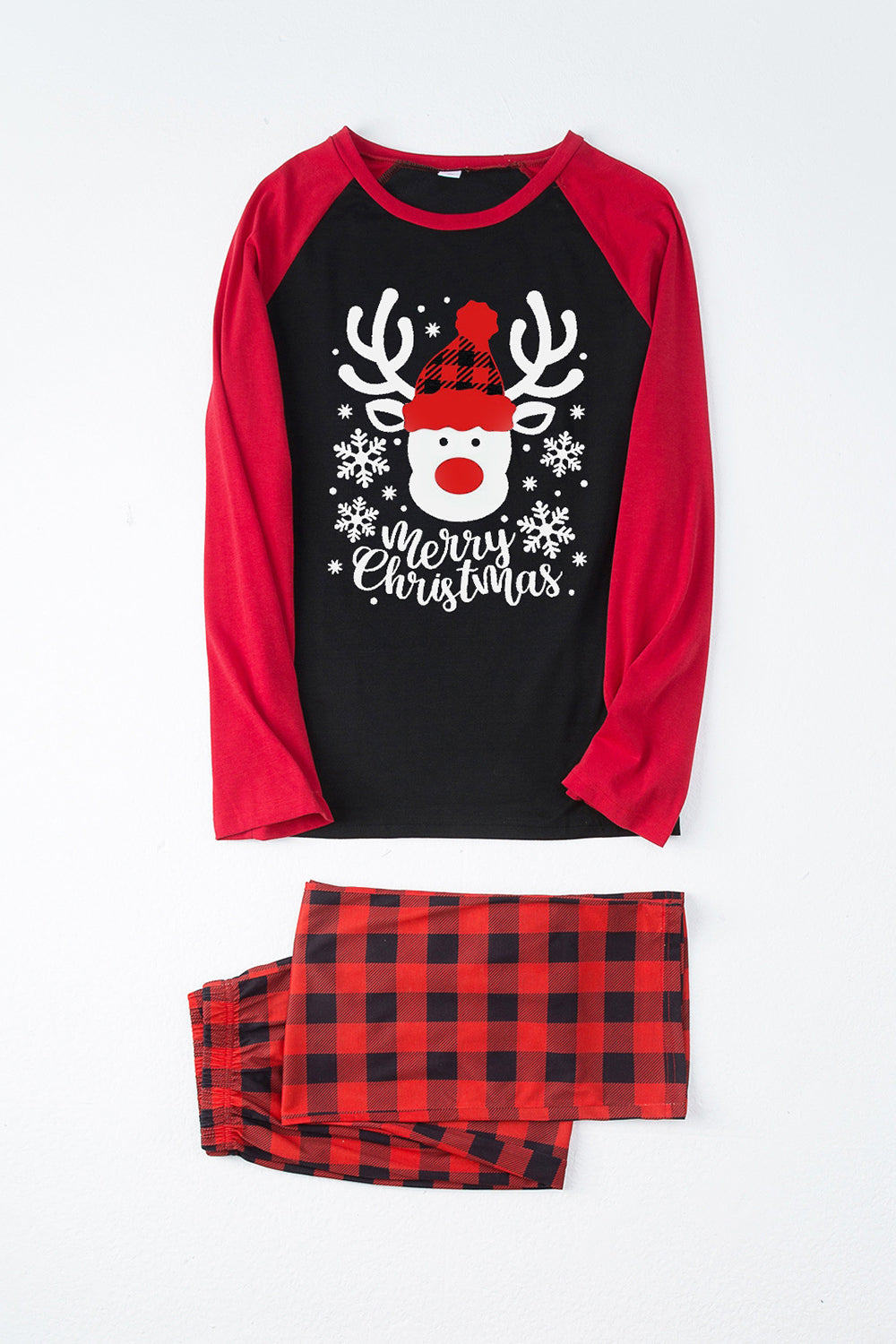 Conjuntos de pijamas con estampado navideño de cuadros rojos con perro