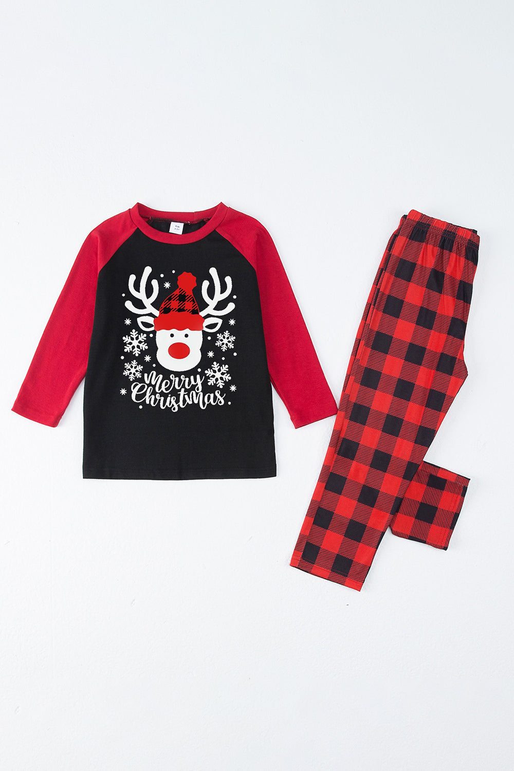 Conjuntos de pijamas con estampado navideño de cuadros rojos con perro