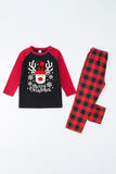 Conjuntos de pijamas con estampado navideño de cuadros rojos con perro