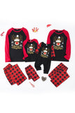Conjuntos de pijamas con estampado navideño de cuadros rojos con perro