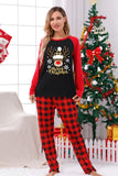 Conjuntos de pijamas con estampado navideño de cuadros rojos con perro
