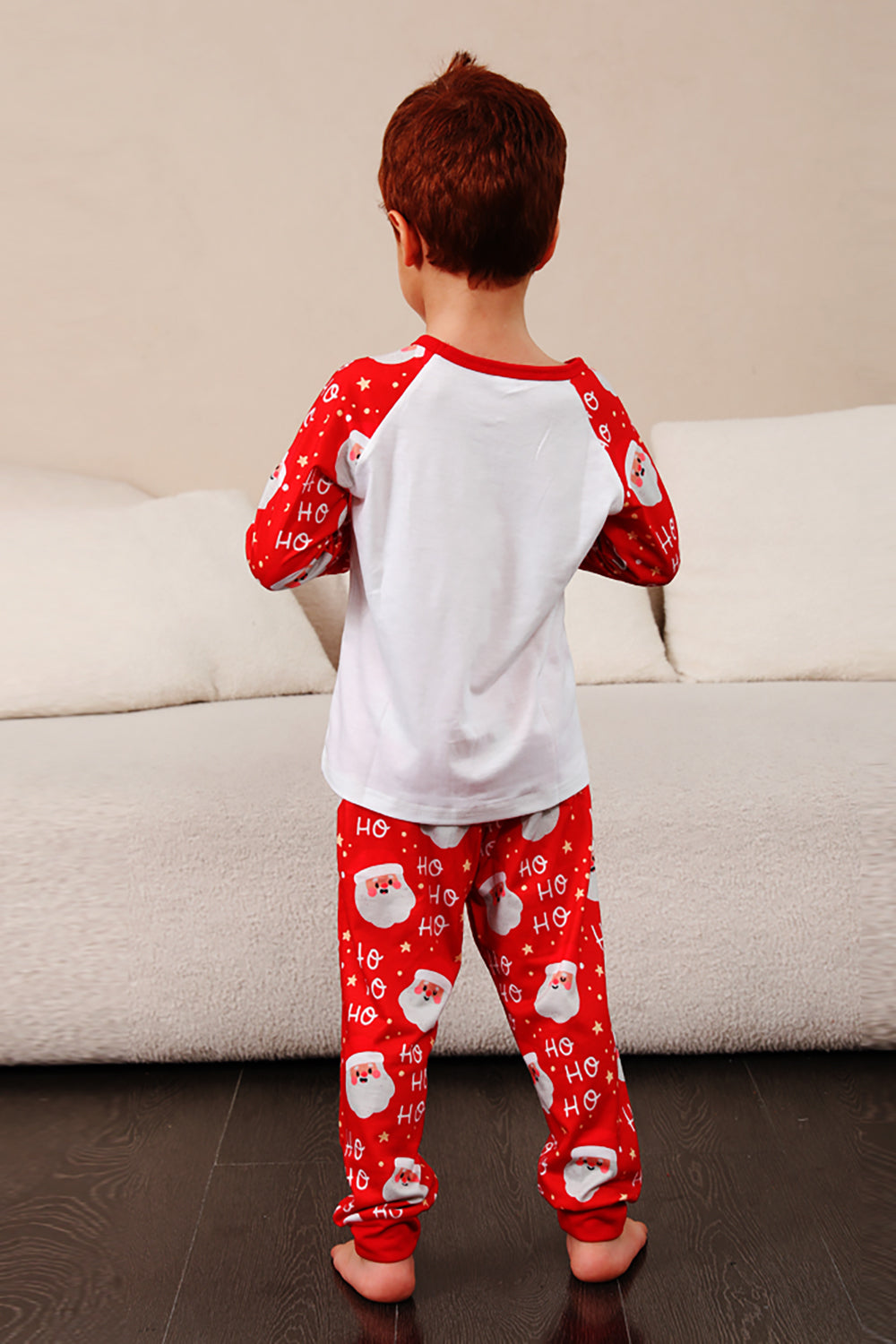 Pijama navideño familiar con estampado de ciervo rojo