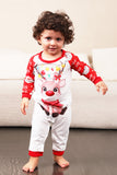 Pijama navideño familiar con estampado de ciervo rojo