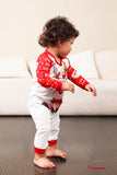 Pijama navideño familiar con estampado de ciervo rojo