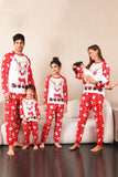 Pijama navideño familiar con estampado de ciervo rojo