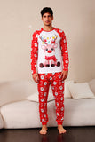 Pijama navideño familiar con estampado de ciervo rojo