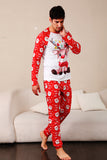 Pijama navideño familiar con estampado de ciervo rojo