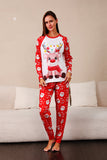 Pijama navideño familiar con estampado de ciervo rojo